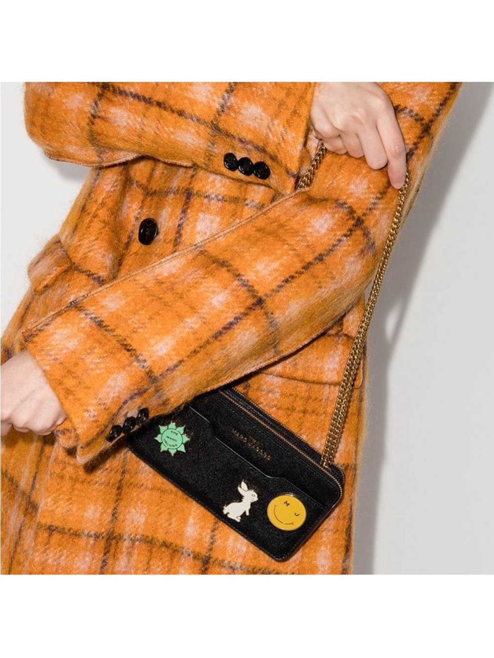 (NWT) Marc Jacobs LEATHER DOUBLE ZIP WALLET w cute 🐰😊🌸 pins (not removable)